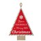 Northlight 16” Red and White Merry Little Christmas Tree Wooden Hanging Wall Sign